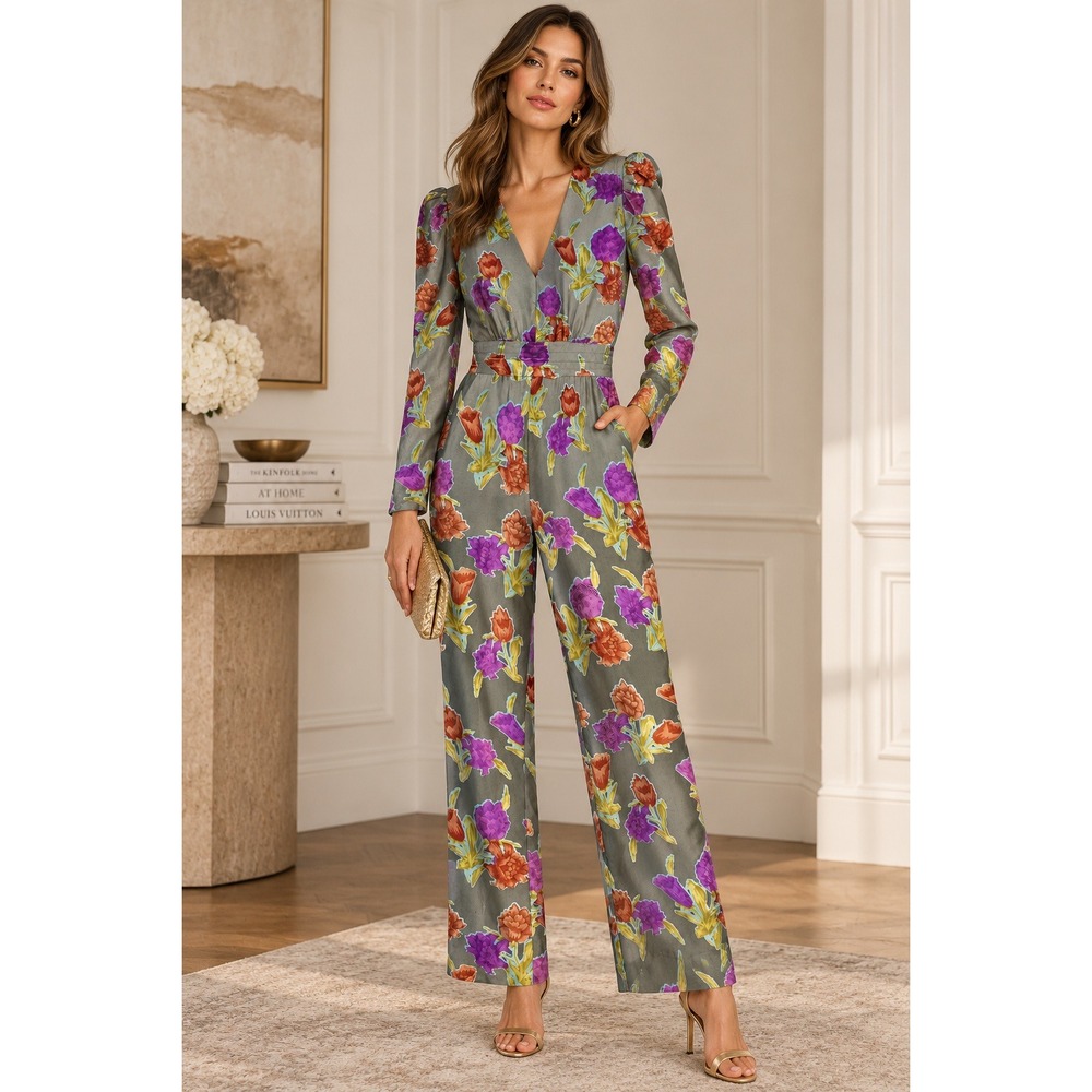 SAYLOR Larah Anthropologie Revolve Floral Velvet Jumpsuit (MSRP: $200) Large